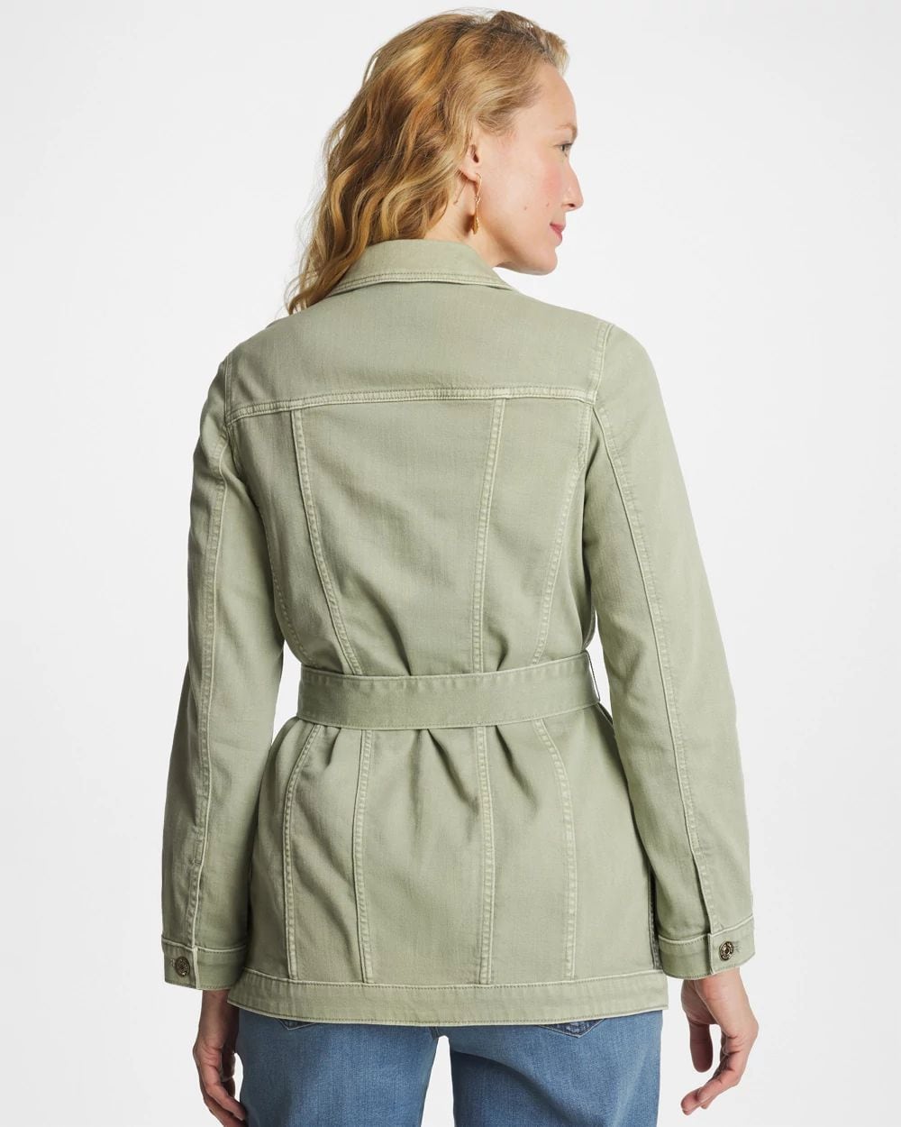 Elongated Belted Denim Jacket click to view larger image.