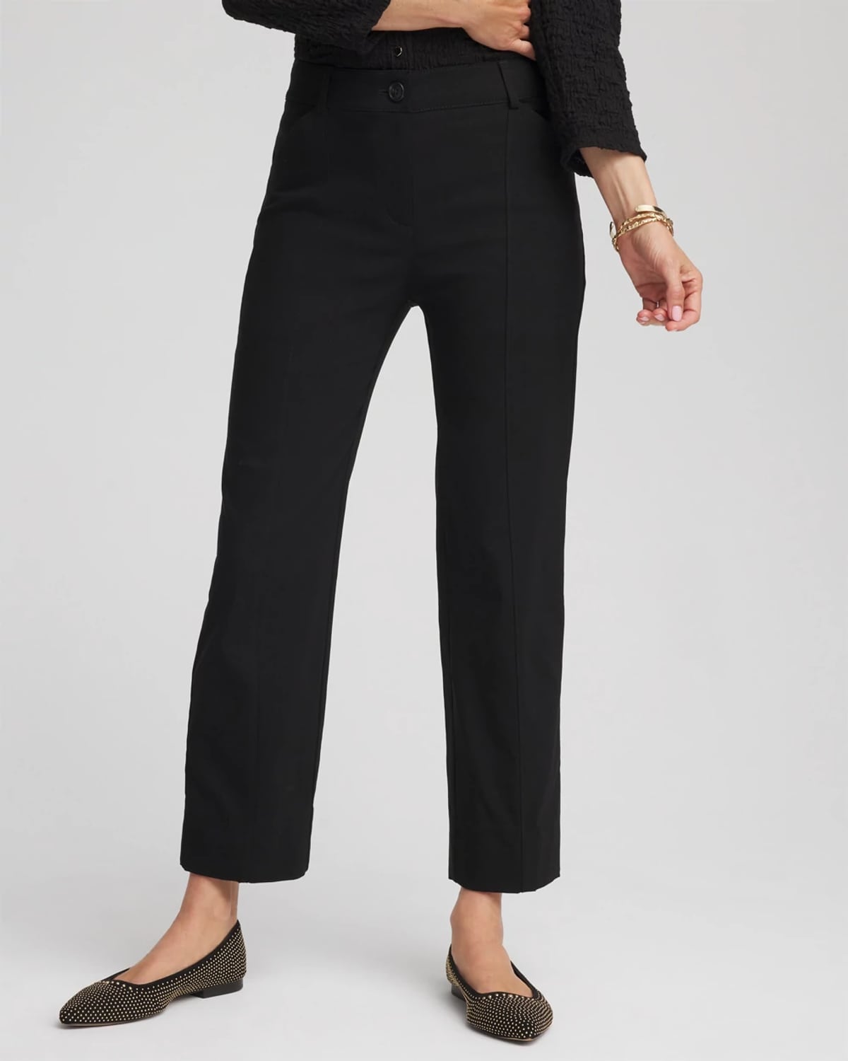 Chico's Petite Emme Straight Ankle Pants In Black In Black