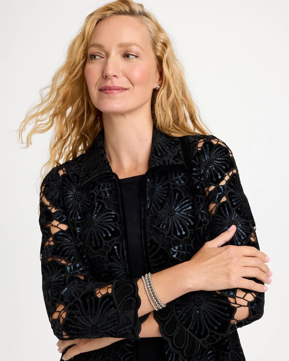 Travelers™ Collection Velvet Lace Jacket click to view larger image.