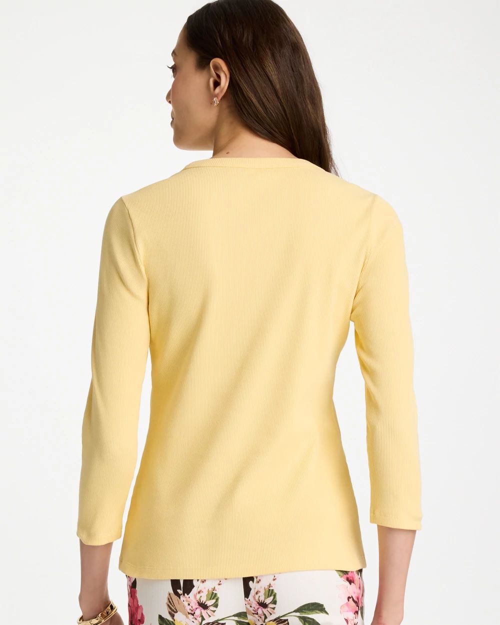 Ribbed Button Crewneck Tee click to view larger image.