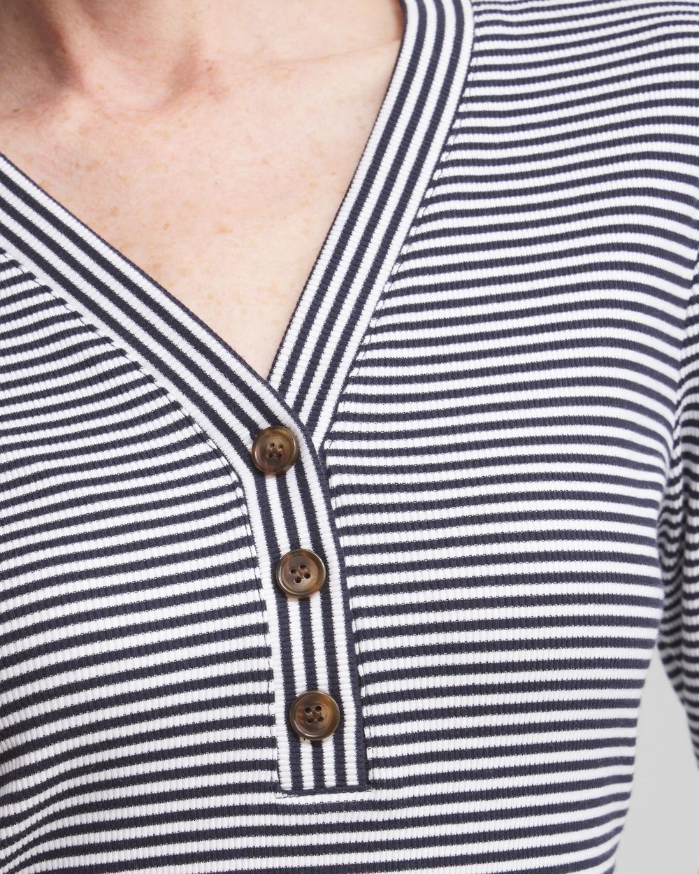 Stripe Ribbed Henley Tee