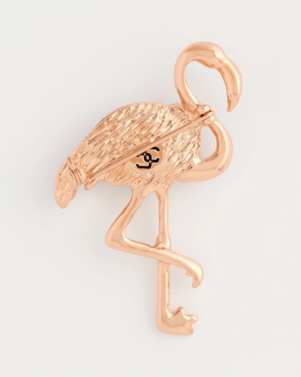 Faux Pink Diamond Flamingo Brooch