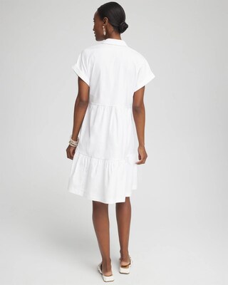 Poplin Diagonal Button Front Dress