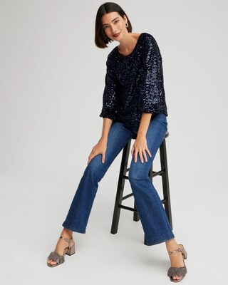 Sequin Velvet Blouson Sleeve Top