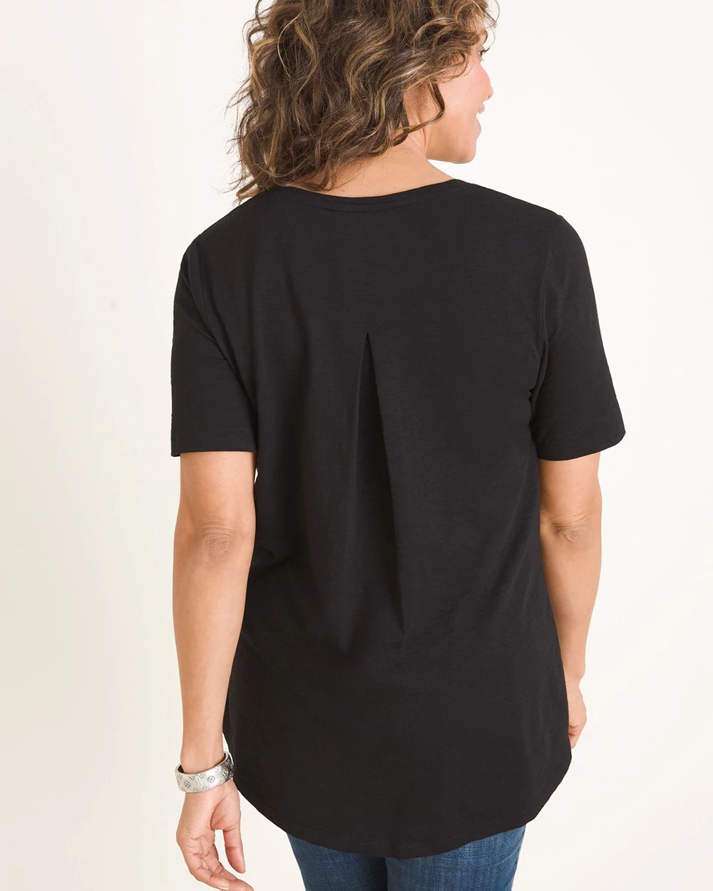 Cotton-Blend Slub V-Neck Tee