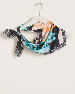 Floral Block-Print Square Neckerchief Scarf
