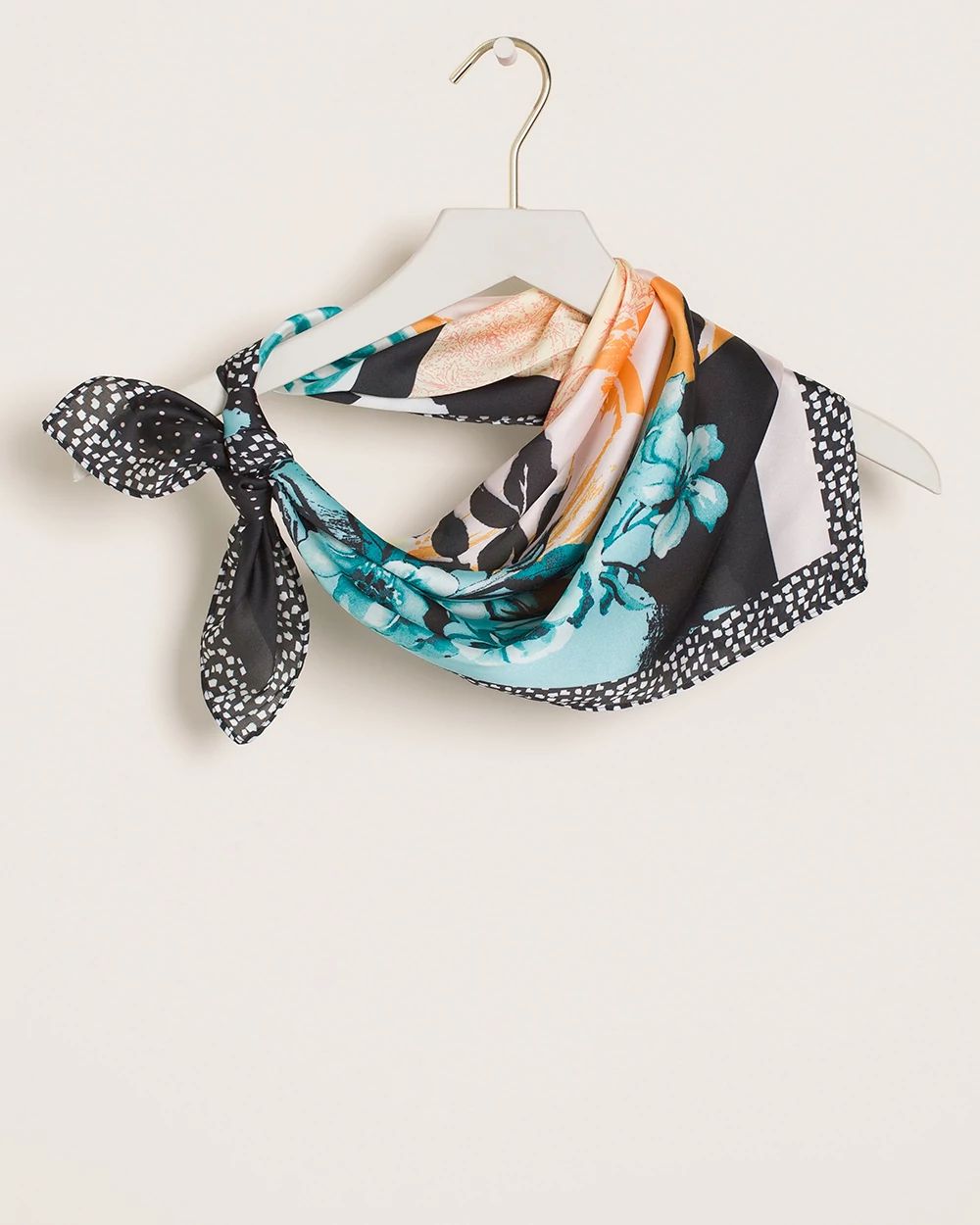 Floral Block-Print Square Neckerchief Scarf