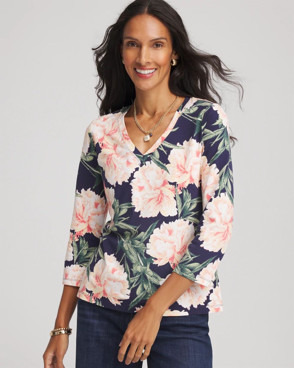 Floral 3/4 Sleeve Perfect Tee