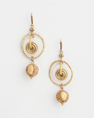White & Gold Medallion Drop Earrings click to view larger image.