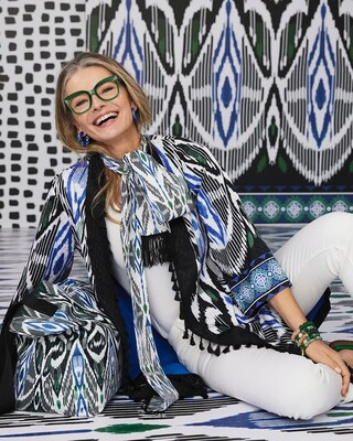 40th Anniversary Border Tassel Ikat Kimono