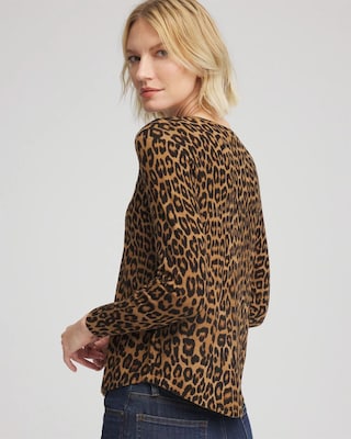 Ella V-Neck Printed Pullover Sweater click to view larger image.