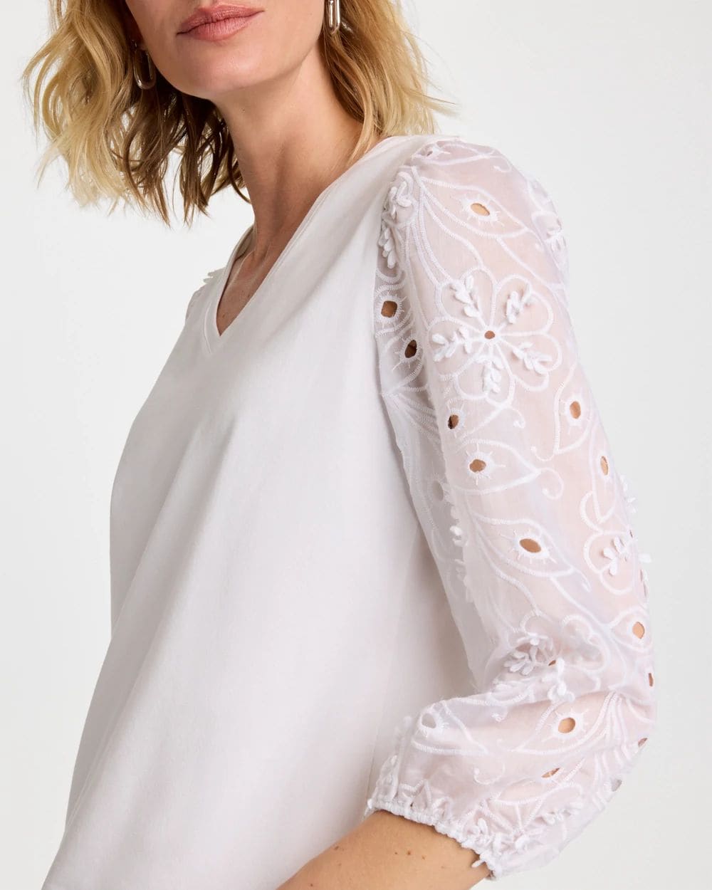 Floral Eyelet Sleeve Tee click to view larger image.