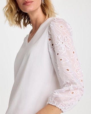 Floral Eyelet Sleeve Tee click to view larger image.