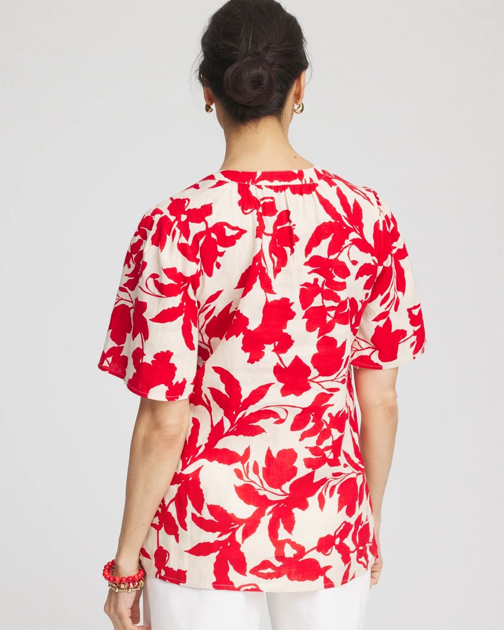 Floral Linen Popover Shirt