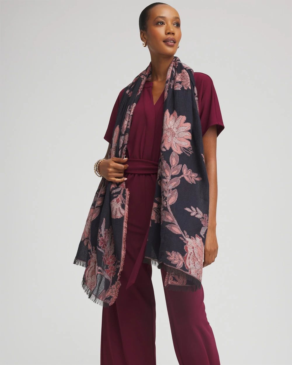 Cotton Jacquard Oblong Scarf
