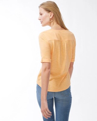 Henley Elbow Sleeve Slub Tee
