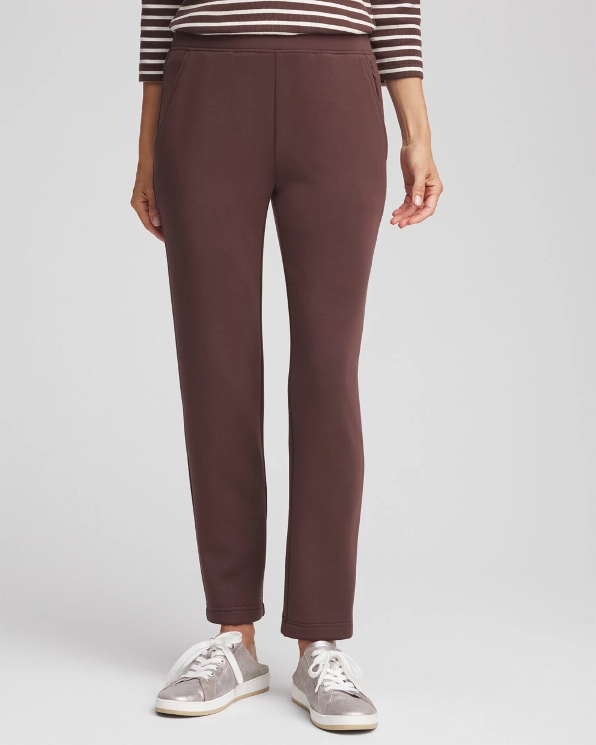 Chico's Scuba Tapered Ankle Pants In Espresso In Brown