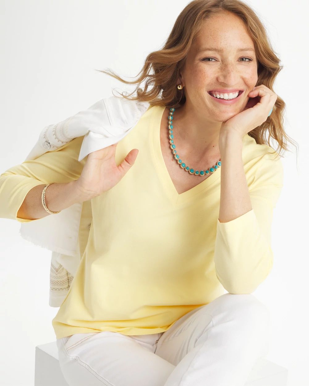 Cotton Stretch 3/4 Sleeve Tee click to view larger image.