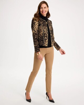 Leopard Jacquard Long Sleeve Jacket click to view larger image.