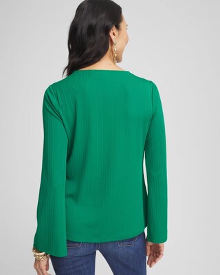 Ribbed Ruched-Neck Top click to view larger image.