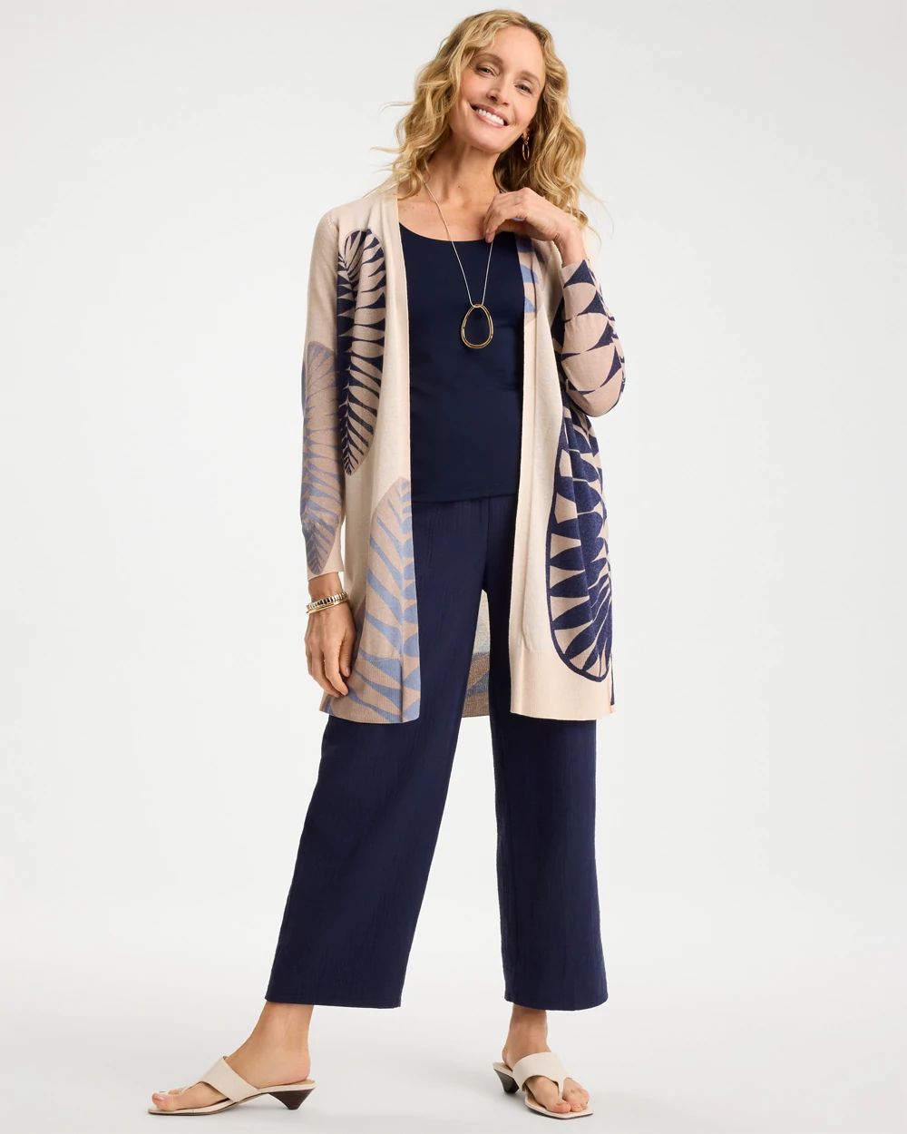 Long Leaf Print Summer Romance Cardigan click to view larger image.