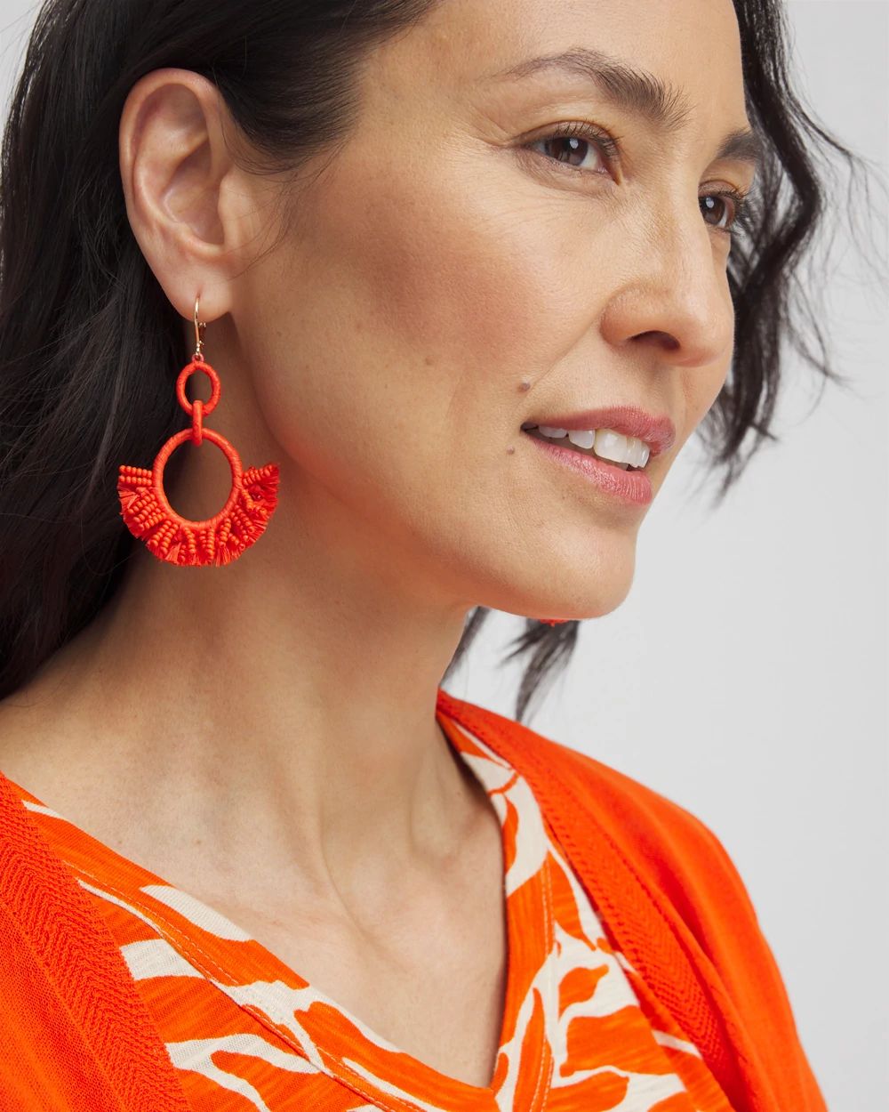 No Droop™ Orange Raffia Wrap Earrings