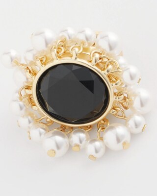 Faux Gem & Pearl Ring