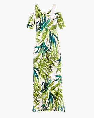 Tropical Cold-Shoulder Maxi Dress