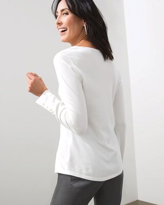 Spun Rayon Button Detail Sweater
