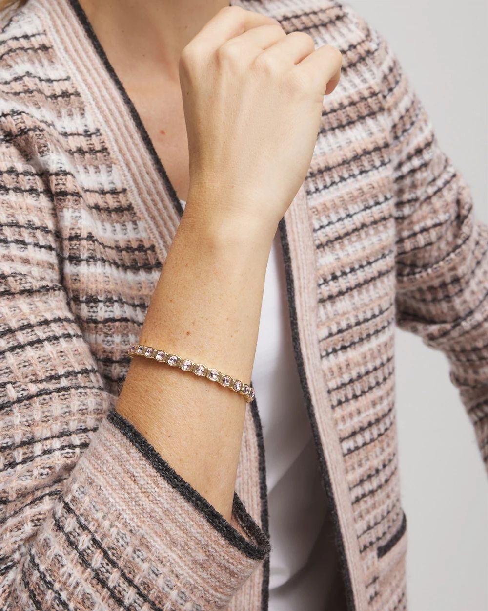 Small Pink Faceted Gem Stretch Bracelet