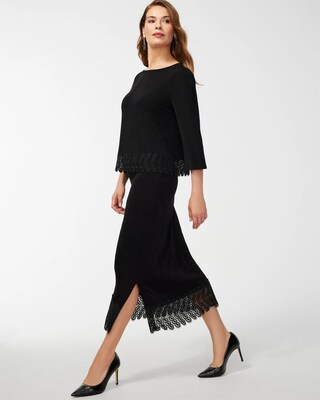 Petite Travelers Lace Hem Midi Skirt