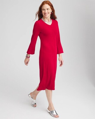 Travelers™ High V-Neck Bell Sleeve Dress