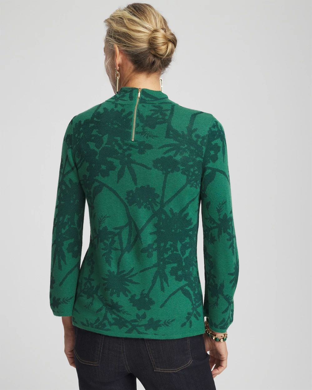 Jacquard Mock Neck Long Sleeve Sweater