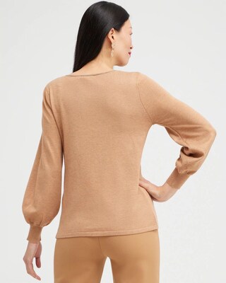 Caviar Trim V-Neck Pullover Sweater