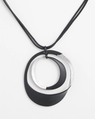 Silver-tone Circle Pendant Necklace click to view larger image.