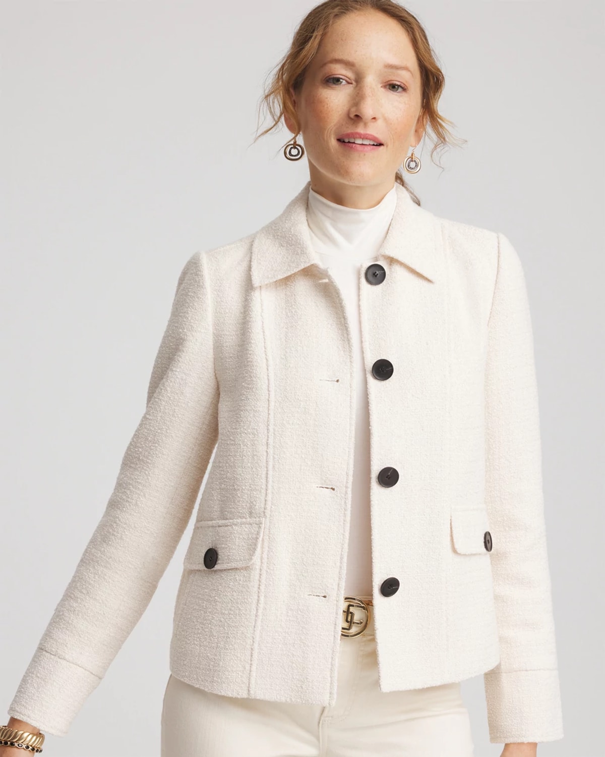 Chico's Boucl Chore Jacket In Cream In White