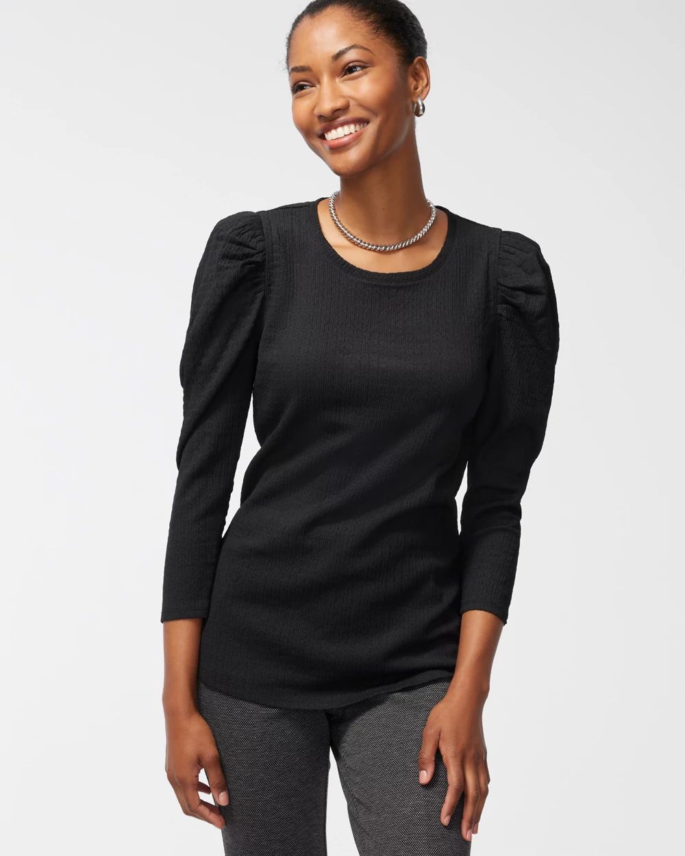 Textured Knit Romance Sleeve Tee