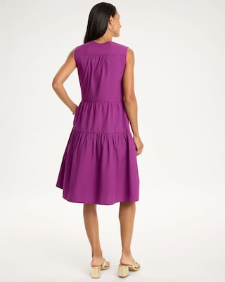 Poplin Cotton Smocked Sleeveless Dress click to view larger image.