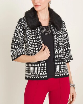 Convertible Faux-Fur Collar Cardigan