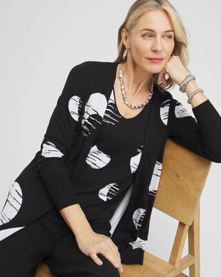 Spun Rayon Dots Double Knit Cardigan