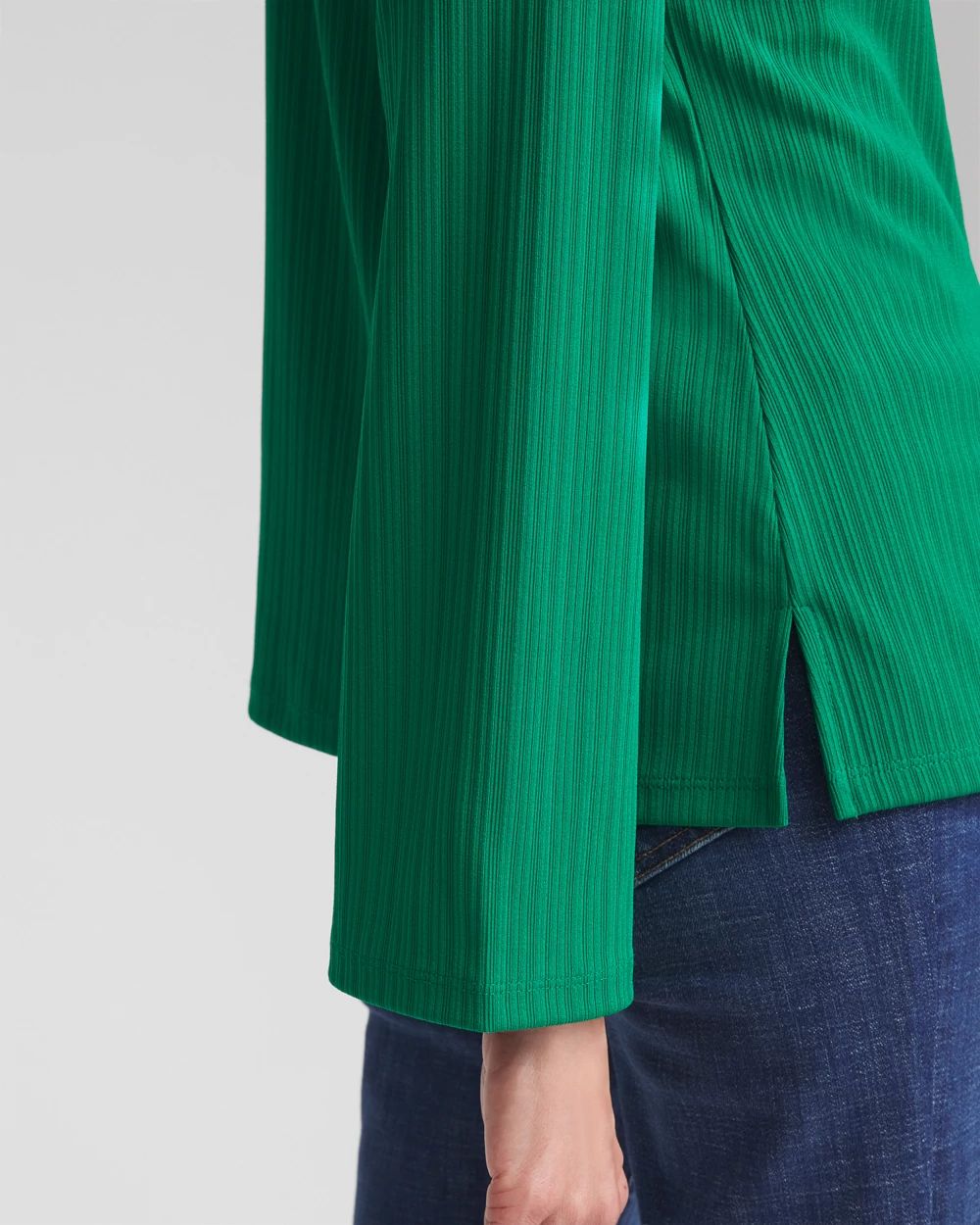 Ribbed Ruched-Neck Top click to view larger image.