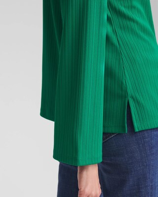 Ribbed Ruched-Neck Top click to view larger image.