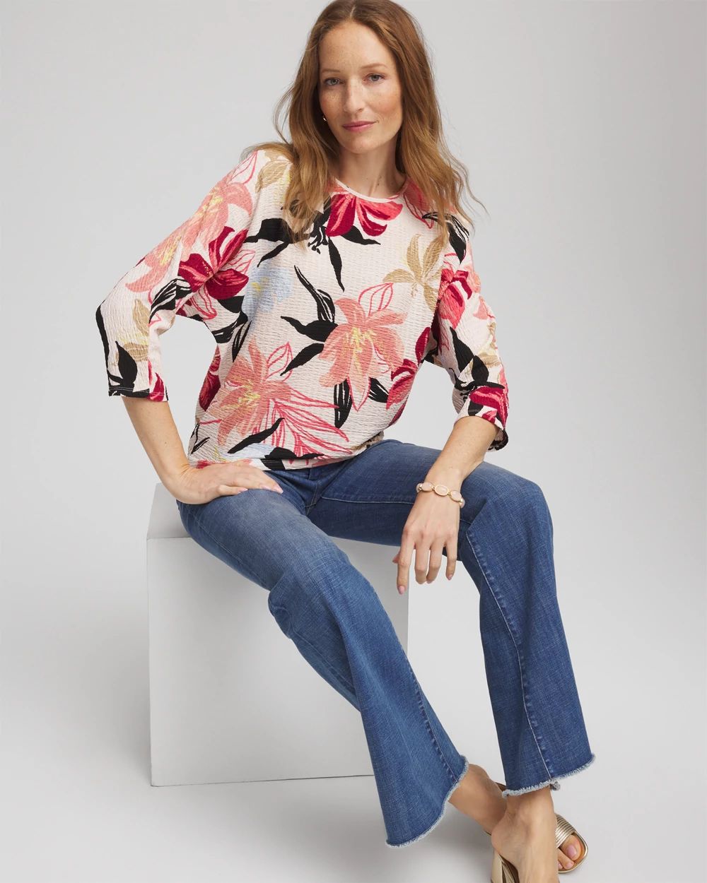 Textured Tapered Dolman Top