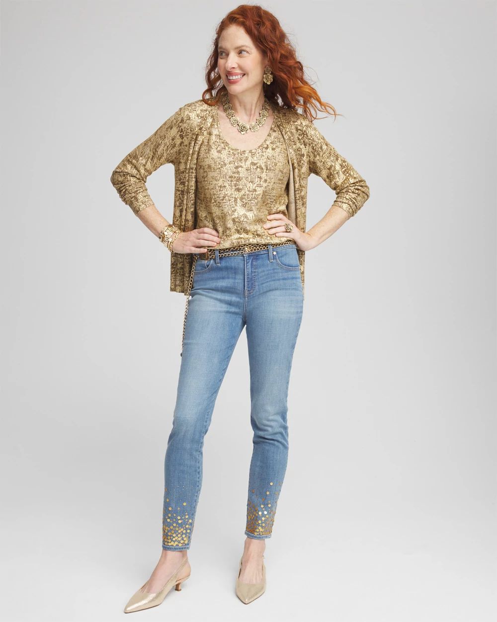 Girlfriend Sequin Ankle Jeans click to view larger image.