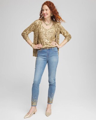 Girlfriend Sequin Ankle Jeans click to view larger image.