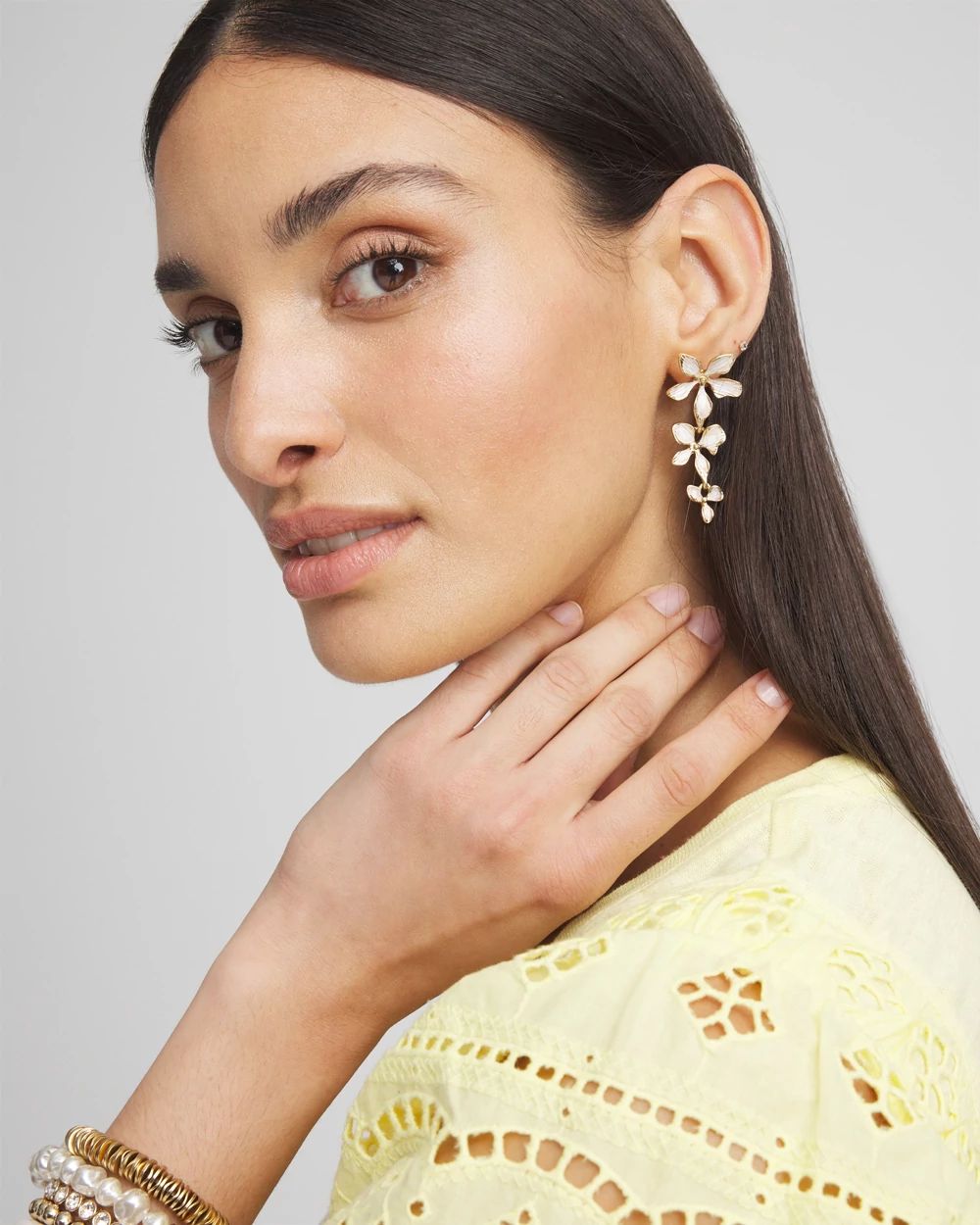 No Droop™ Neutral Flower Drop Earrings