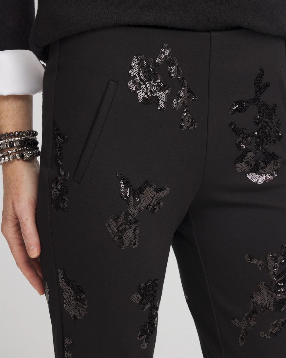 Juliet Floral Sequin Ankle Pants