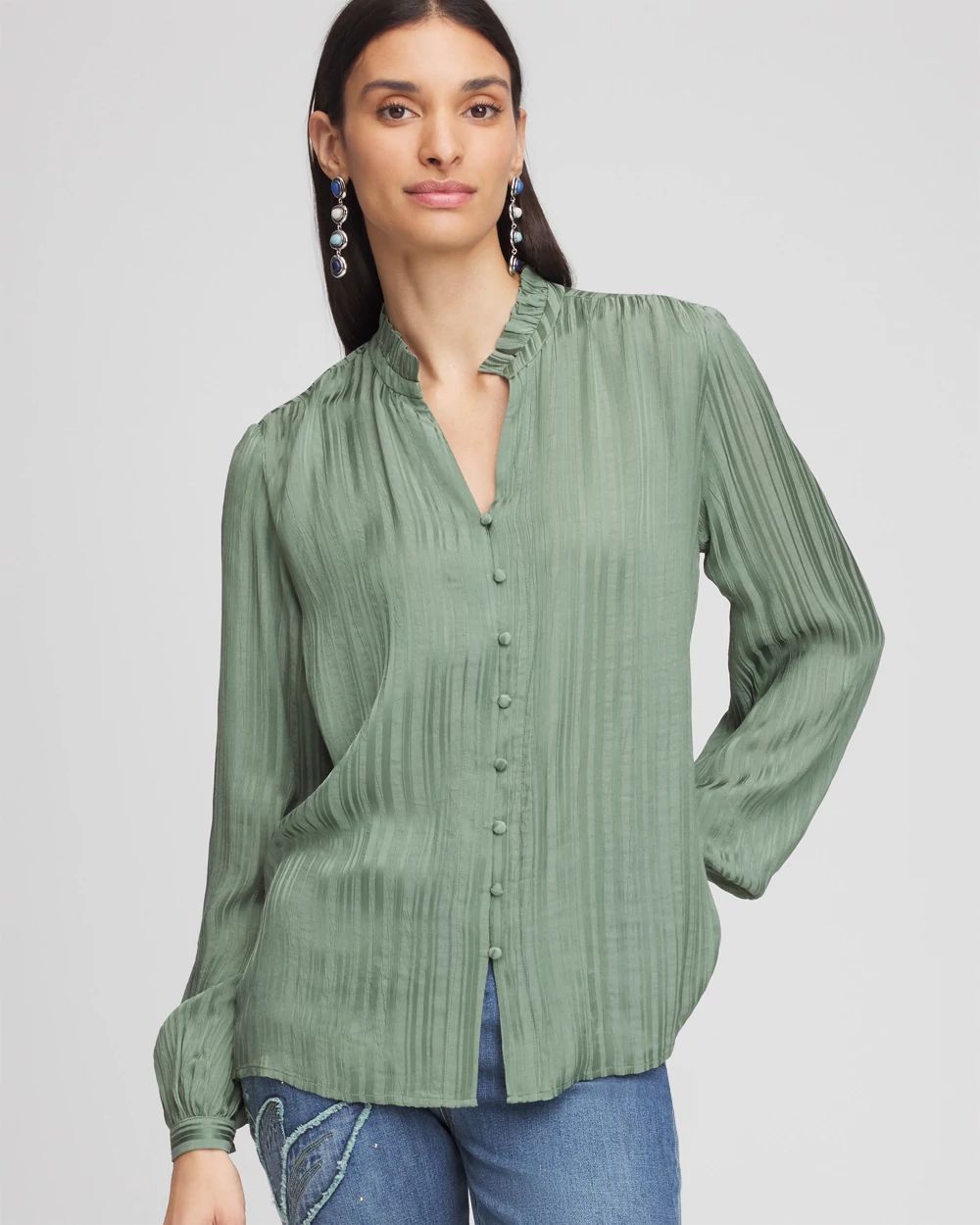 Georgette Ruffled-Hem Blouse click to view larger image.
