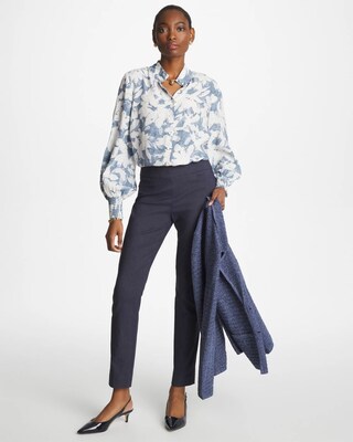 Faux Silk Mockneck Blouse click to view larger image.