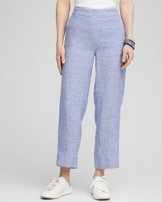 Linen Pull On Waist Cropped Pants click to view larger image.